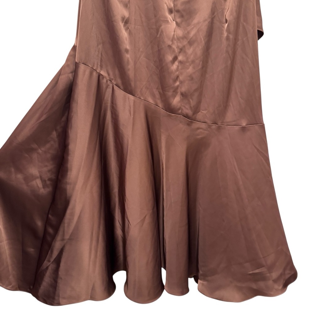 NWT Parker Angie Layered Ruffle Satin Maxi Dress Formal Wedding Brown Umber 12 - Picture 11 of 16